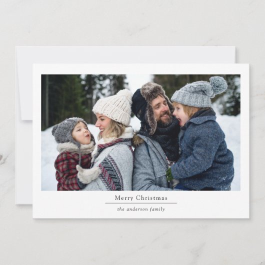 Minimalistische 2 Foto's Prettig Kerstfeest Feestdagenkaart (Voorkant)