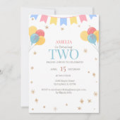 Minimalistische 2e verjaardag uitnodiging met ball (Voorkant)