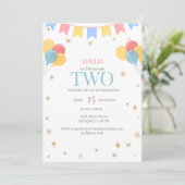 Minimalistische 2e verjaardag uitnodiging met ball (Staand voorkant)