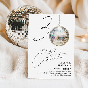 Minimalistische 30e Disco Bal Verjaardagsfeest Kaart