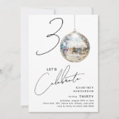 Minimalistische 30e Disco Ball verjaardagsfeestje Kaart (Voorkant)