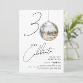 Minimalistische 30e Disco Ball verjaardagsfeestje Kaart (Staand voorkant)