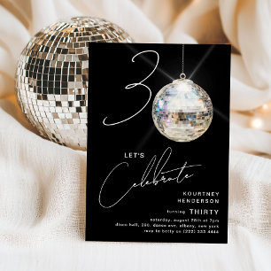 Minimalistische 30e Disco Ball verjaardagsfeestje Kaart