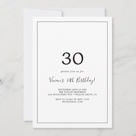 Minimalistische 30e verjaardag kaart (Voorkant)