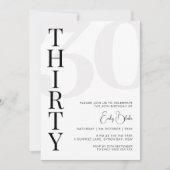 Minimalistische 30e verjaardag Party uitnodiging (Voorkant)