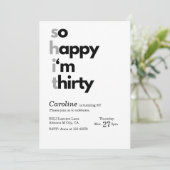 Minimalistische 30ste verjaardag uitnodiging dus b (Staand voorkant)