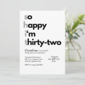 Minimalistische 32e Verjaardag Uitnodiging Modern  (Staand voorkant)