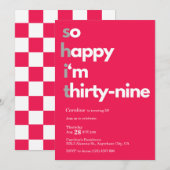 Minimalistische 39e Verjaardag Uitnodiging Modern  (Voorkant / Achterkant)