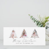 Minimalistische 3 boomvorm foto's Vrolijk kerstfee Feestdagenkaart (Staand voorkant)