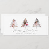 Minimalistische 3 boomvorm foto's Vrolijk kerstfee Feestdagenkaart (Voorkant / Achterkant)
