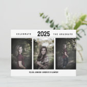 Minimalistische 3 foto Afstuderen aankondiging (Staand voorkant)