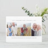 Minimalistische 3 foto begrafenis sympathie bedankkaart (Staand voorkant)