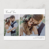 Minimalistische 3 Foto Calligrafie Huwelijks Dankj Briefkaart (Voorkant)