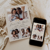 Minimalistische 3-foto collage beige save the date