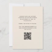 Minimalistische 3-foto-collage QR-code Beige Save The Date (Achterkant)