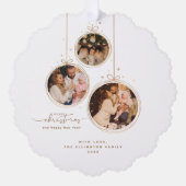 Minimalistische 3-foto familie Vrolijk kerstvakant Ornament Kaart (Voorkant)