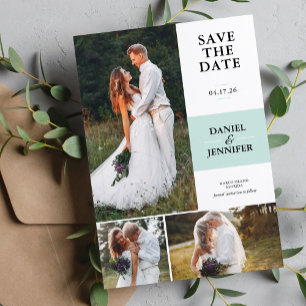 Minimalistische 3-foto galerij bruiloft Bewaar de  Save The Date