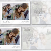 Minimalistische 3 foto kalligrafie bruiloft Dank u Briefkaart