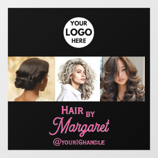 Minimalistische 3 Foto Roze Zwart Foto Kapsalon Raamsticker