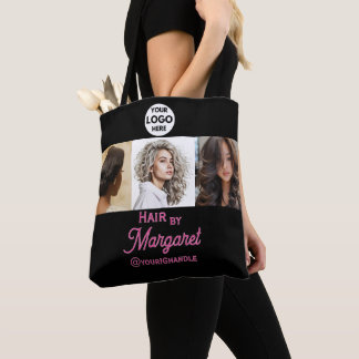 Minimalistische 3 Foto Roze Zwart Foto Kapsalon Tote Bag