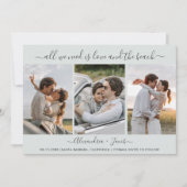 Minimalistische 3 foto strand bruiloft Save the Da Date (Voorkant)