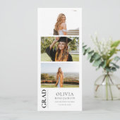 Minimalistische 3-foto strip Afstuderen Aankondiging (Staand voorkant)