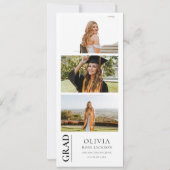 Minimalistische 3-foto strip Afstuderen Aankondiging (Achterkant)