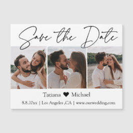 Minimalistische 3 fotocollage bewaar de datummagne