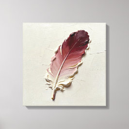 Minimalistische 3D-olie bordeauxroze veer hout Canvas Afdruk