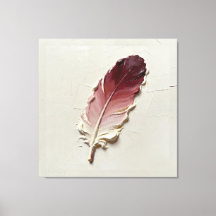 Minimalistische 3D-olie bordeauxroze veer hout Canvas Afdruk