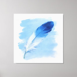 Minimalistische 3D-olie kustblauwe verfstreekveer Canvas Afdruk