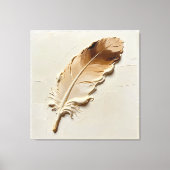 Minimalistische 3D-olieverf Beige Bruine Veer Text Canvas Afdruk (Voorkant)