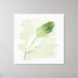 Minimalistische 3D-olieverf groene verfstreekveer Canvas Afdruk