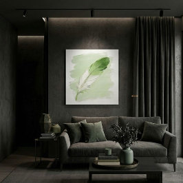 Minimalistische 3D-olieverf groene verfstreekveer Canvas Afdruk