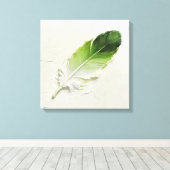 Minimalistische 3D-olieverf Saliegroene Veer Elega Canvas Afdruk (Insitu (Houten vloer))
