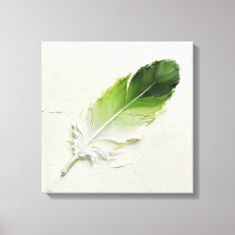 Minimalistische 3D-olieverf Saliegroene Veer Elega Canvas Afdruk
