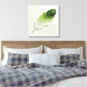 Minimalistische 3D-olieverf Saliegroene Veer Elega Canvas Afdruk (Insitu (Slaapkamer))