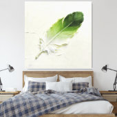 Minimalistische 3D-olieverf Saliegroene Veer Elega Canvas Afdruk (Insitu (Slaapkamer))