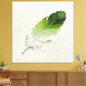 Minimalistische 3D-olieverf Saliegroene Veer Elega Canvas Afdruk (Insitu (Woonkamer))