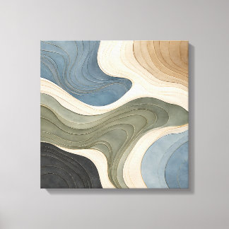 Minimalistische 3D-pleister topografische golven a Canvas Afdruk