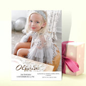 Minimalistische 3e foto uitnodigen meisje verjaard kaart