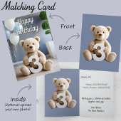 Minimalistische 3e verjaardag Blue Teddy Bear Keep Keramisch Ornament