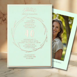 Minimalistische 40e aangepaste foto verrassing ver folie uitnodiging