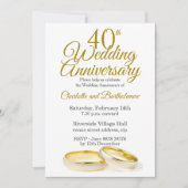 Minimalistische 40e bruiloft Jubileum uitnodiging (Voorkant)