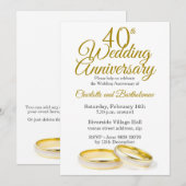 Minimalistische 40e bruiloft Jubileum uitnodiging (Voorkant / Achterkant)