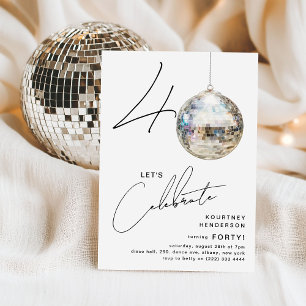 Minimalistische 40e Disco Bal Verjaardagsfeest Kaart