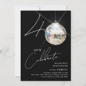 Minimalistische 40e Disco Ball verjaardagsfeestje Kaart (Voorkant)