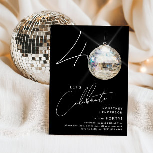 Minimalistische 40e Disco Ball verjaardagsfeestje Kaart