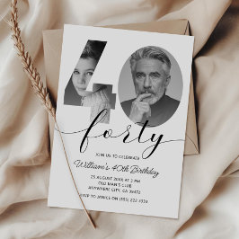 Minimalistische 40e verjaardag Veertig foto Kaart