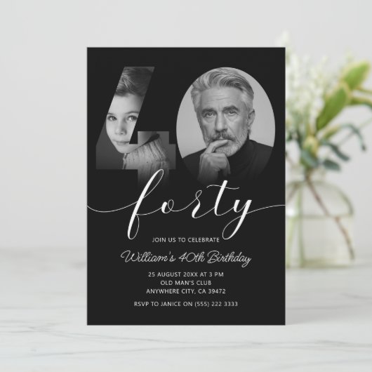 Minimalistische 40e verjaardag Veertig foto Kaart (Staand voorkant)